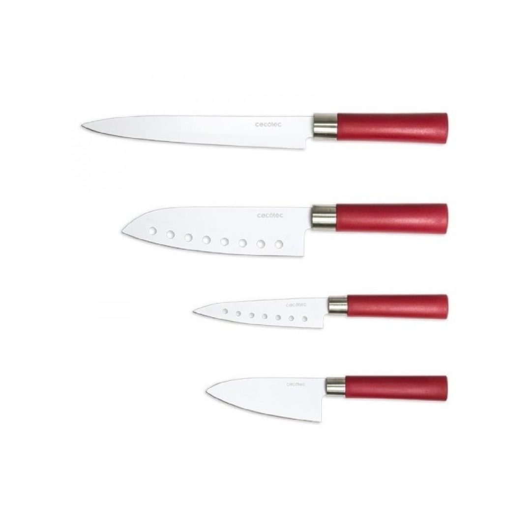 Kit of 4 Santoku knives with titanium coating